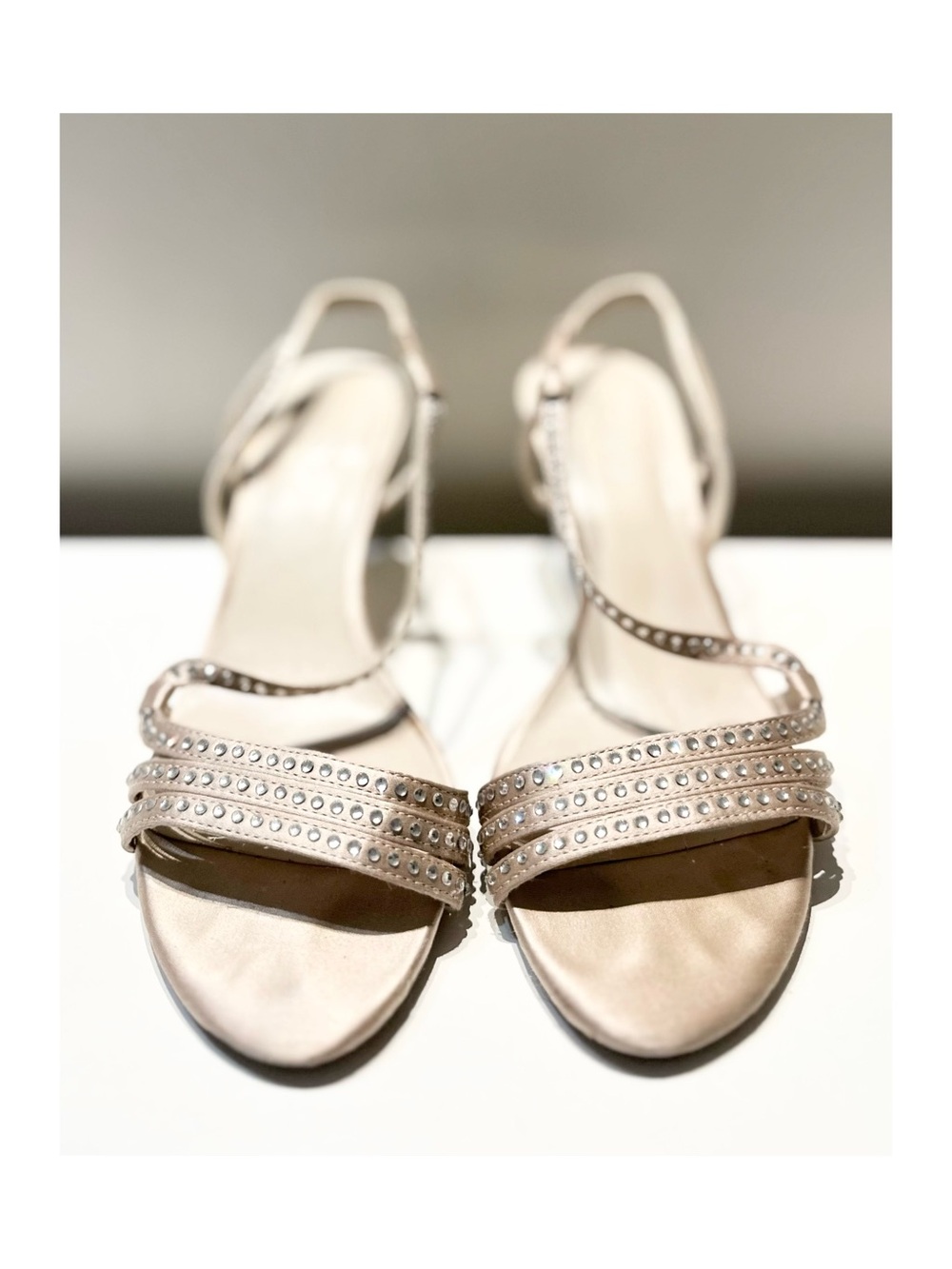 Aldo Champagne Rhinestone-Strap Slingback Sandals
